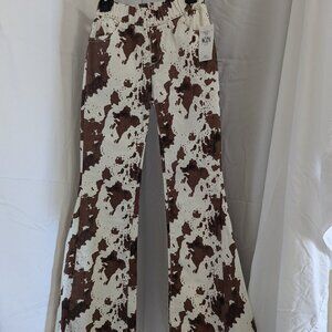 Cow print pull on pants NWT